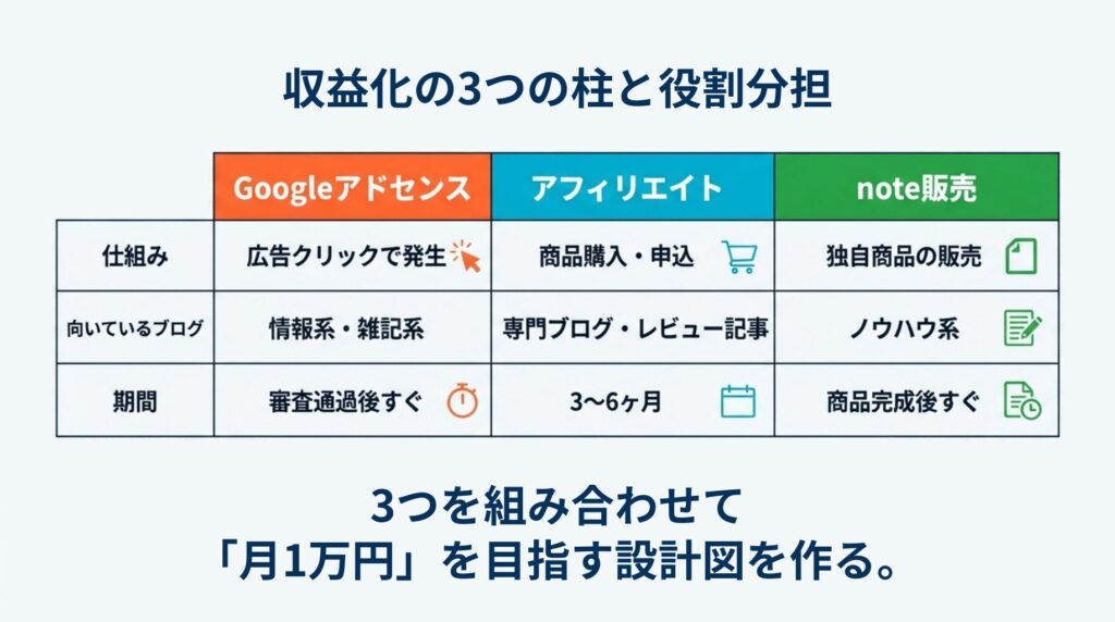 収益化の3つの柱