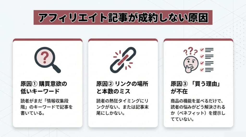 アフィリエイト記事が成約しない原因
