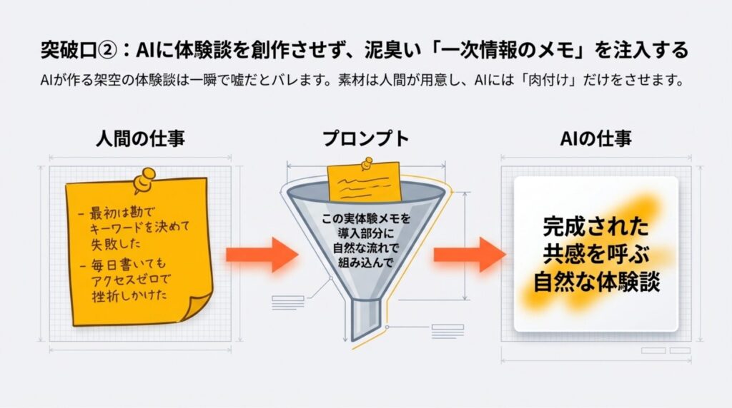 【突破口②】自分の「一次情報」をプロンプトに混ぜる